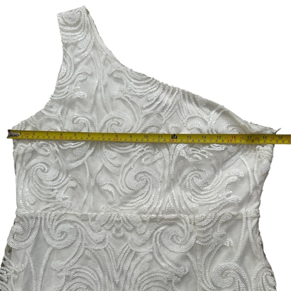 Madina White Sequin One-Shoulder Bodycon Mini Dress Lulus - Picture 6 of 10